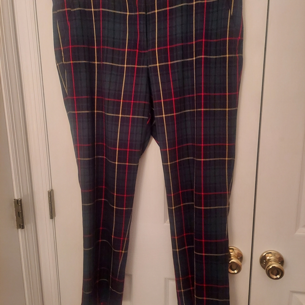 Tommy Hilfiger Women's Plaid Pants - Navy and Red